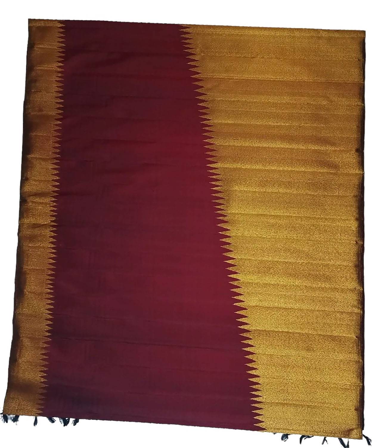 Maroon & Golden Kanjeevaram Handloom Silk Saree - Pure Elegance - Luxurion World