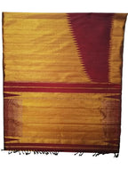 Maroon & Golden Kanjeevaram Handloom Silk Saree - Pure Elegance - Luxurion World