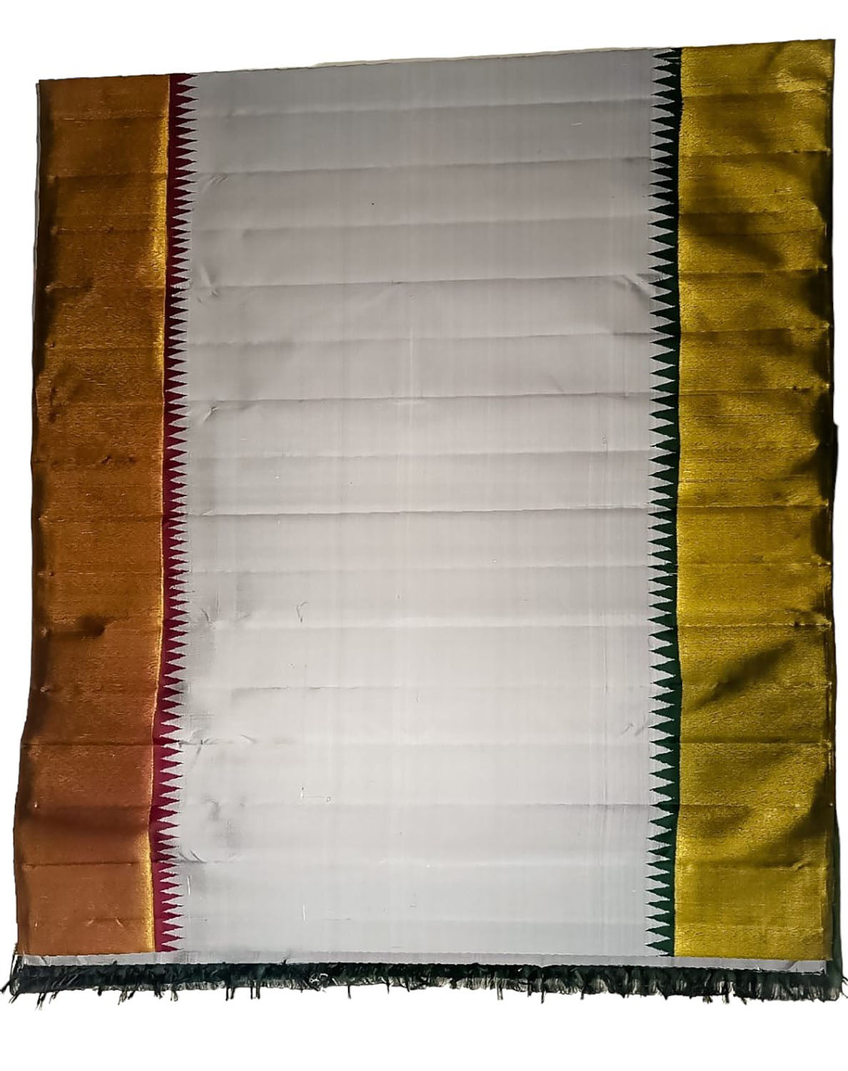 Grey and Golden Kanjeevaram Handloom Silk Saree - Pure Elegance - Luxurion World