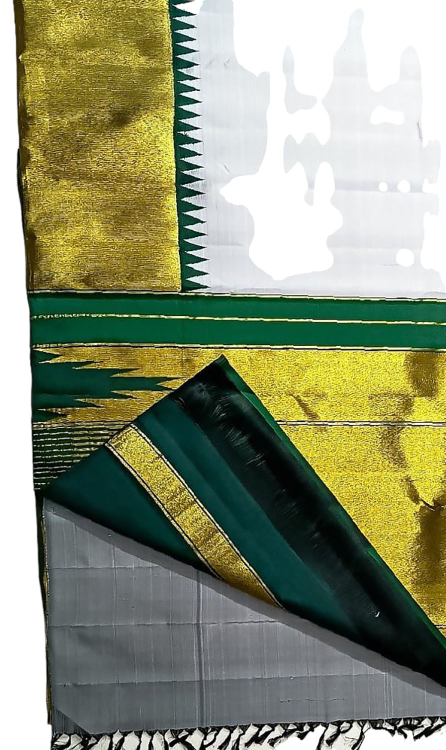 Grey and Golden Kanjeevaram Handloom Silk Saree - Pure Elegance - Luxurion World