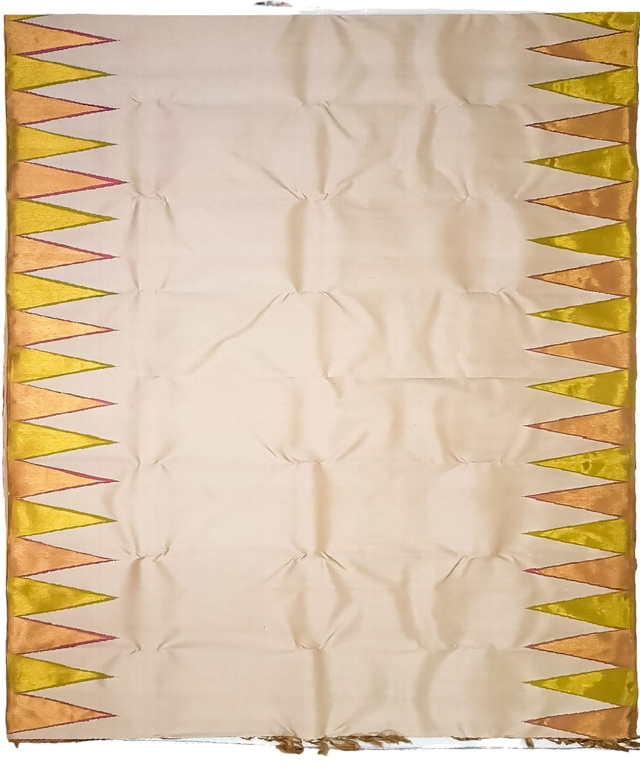 Handloom Silk Saree: Pastel & Golden Kanjeevaram - Professional Quality - Luxurion World
