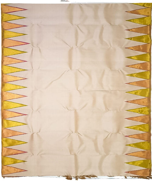 Handloom Silk Saree: Pastel & Golden Kanjeevaram - Professional Quality - Luxurion World
