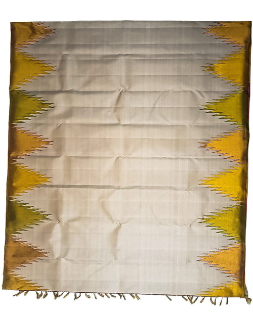 Handloom Silk Saree: Pastel & Golden Kanjeevaram - Pure Elegance - Luxurion World