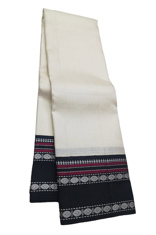 Handloom Silk Saree: White & Black Kanjeevaram Pure Silk - Luxurion World