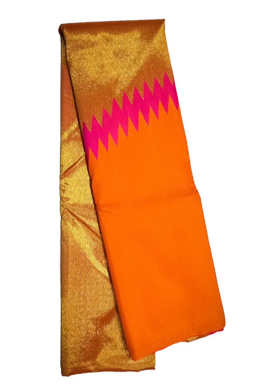 Golden & Orange Kanjeevaram Handloom Silk Saree - Pure Elegance - Luxurion World
