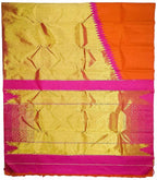 Golden & Orange Kanjeevaram Handloom Silk Saree - Pure Elegance - Luxurion World