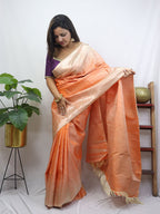 Radiant Orange Kanjeevaram Handloom Silk Saree - Pure Elegance - Luxurion World