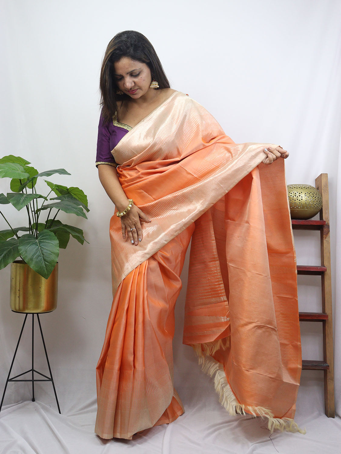 Radiant Orange Kanjeevaram Handloom Silk Saree - Pure Elegance - Luxurion World