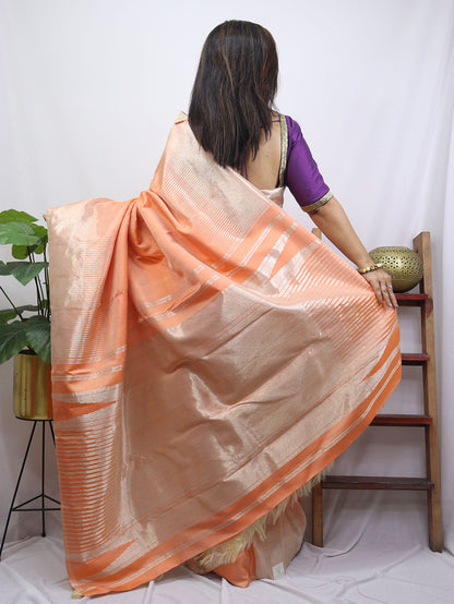 Radiant Orange Kanjeevaram Handloom Silk Saree - Pure Elegance - Luxurion World