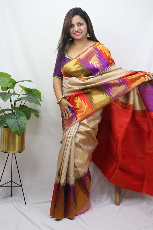 Stunning Multicolor Kanjeevaram Handloom Pure Silk Saree - Perfect for Any Occasion!