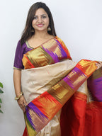 Stunning Multicolor Kanjeevaram Handloom Pure Silk Saree - Perfect for Any Occasion! - Luxurion World