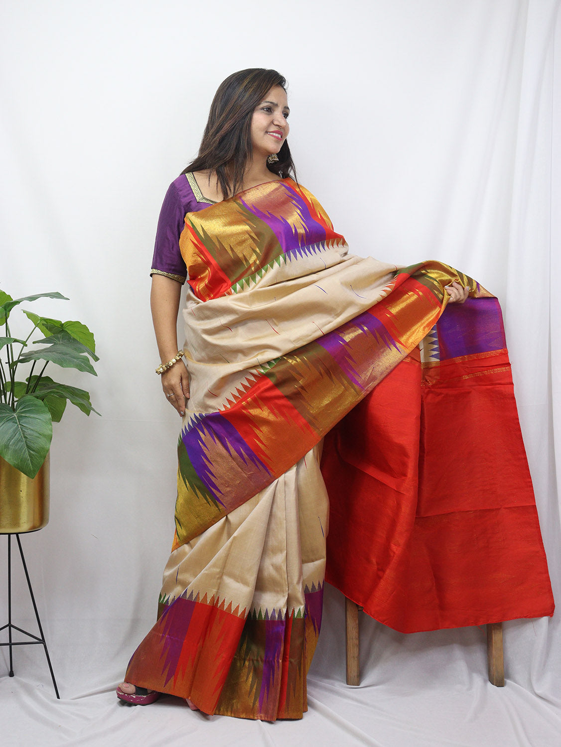 Stunning Multicolor Kanjeevaram Handloom Pure Silk Saree - Perfect for Any Occasion! - Luxurion World