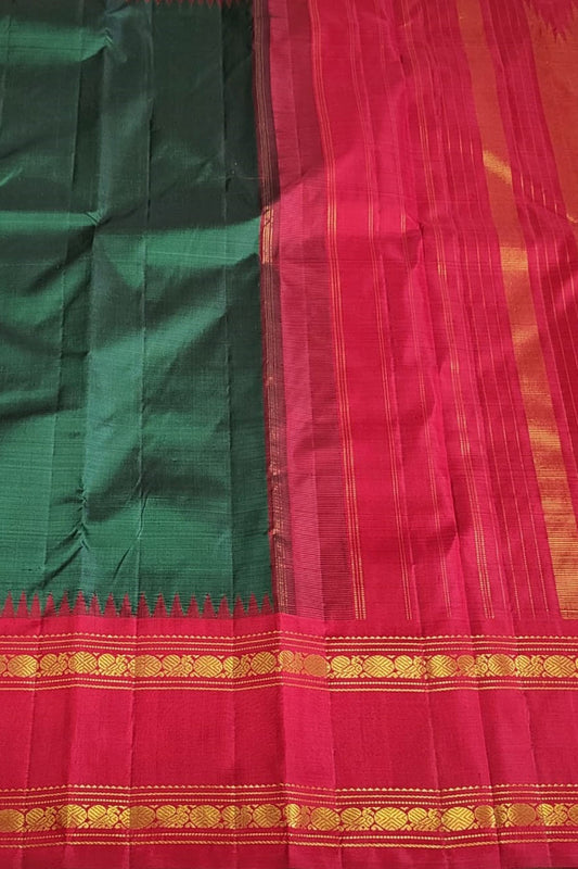 Green Kanjeevaram Handloom Pure Silk Saree - Luxurion World