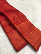 Red Handloom Kanjeevaram Pure Silk Saree - Luxurion World