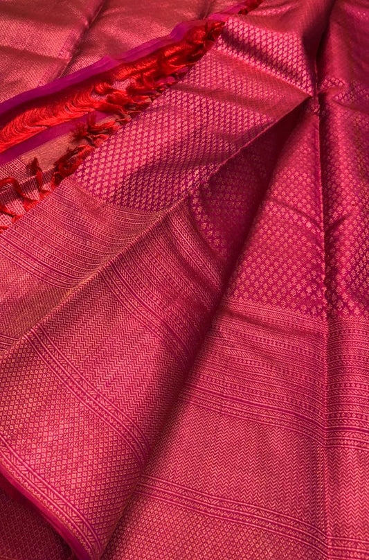 Pink Handloom Kanjeevaram Pure Silk Saree - Luxurion World