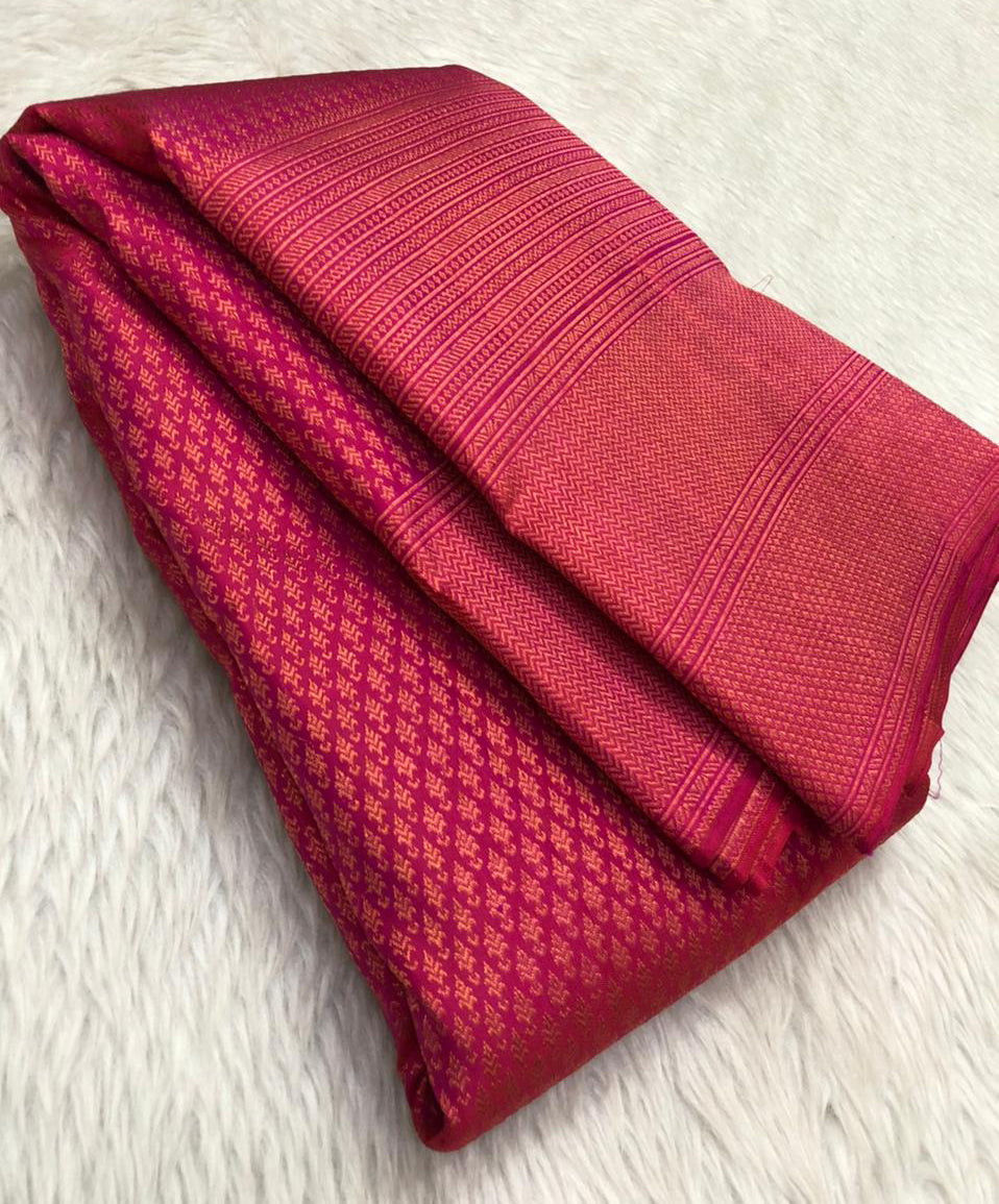 Pink Handloom Kanjeevaram Pure Silk Saree - Luxurion World