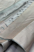 Grey Handloom Kanjeevaram Pure Silk Saree - Luxurion World