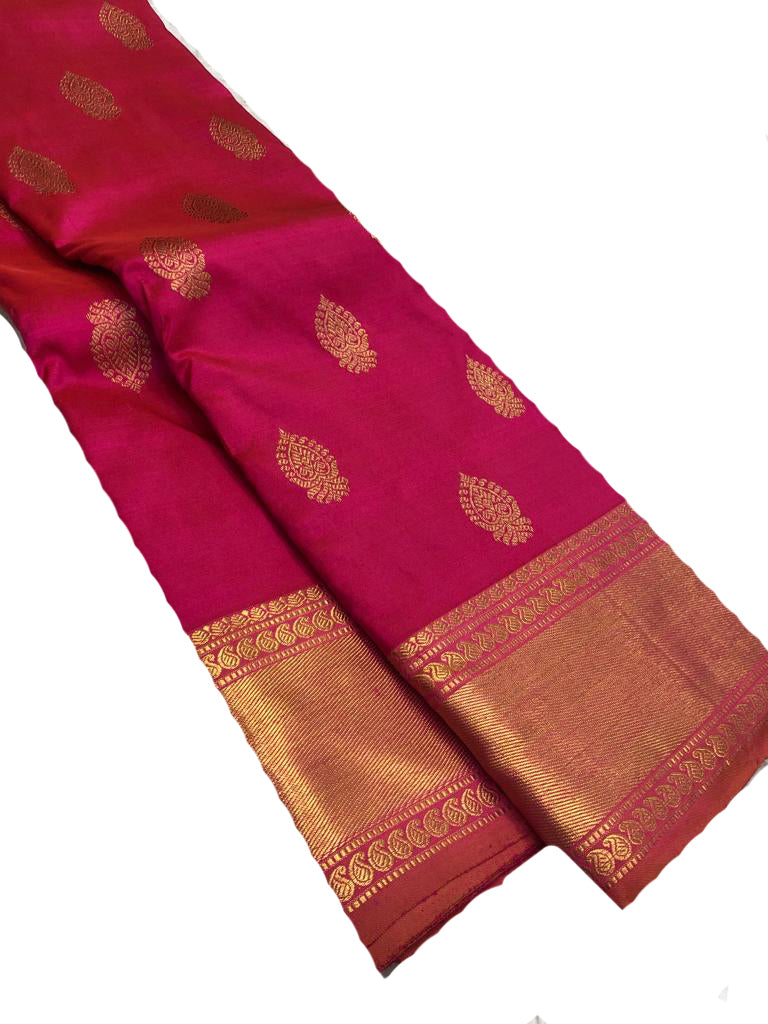 Pink Handloom Kanjeevaram Pure Silk Saree - Luxurion World