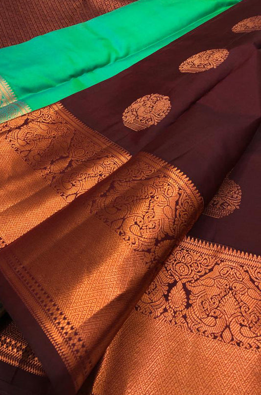 Maroon Handloom Kanjeevaram Pure Silk Saree - Luxurion World