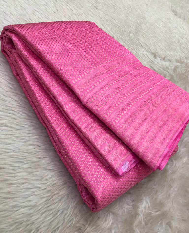 Pink Handloom Kanjeevaram Pure Silk Saree - Luxurion World