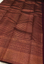 Brown Handloom Kanjeevaram Pure Silk Saree - Luxurion World