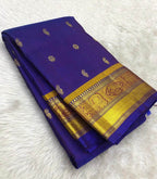 Blue Handloom Kanjeevaram Pure Silk Saree - Luxurion World