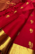 Red Handloom Kanjeevaram Pure Silk Saree - Luxurion World