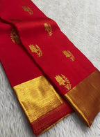 Red Handloom Kanjeevaram Pure Silk Saree - Luxurion World