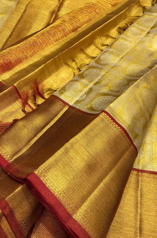 Golden Handloom Kanjeevaram Pure Silk Saree - Luxurion World