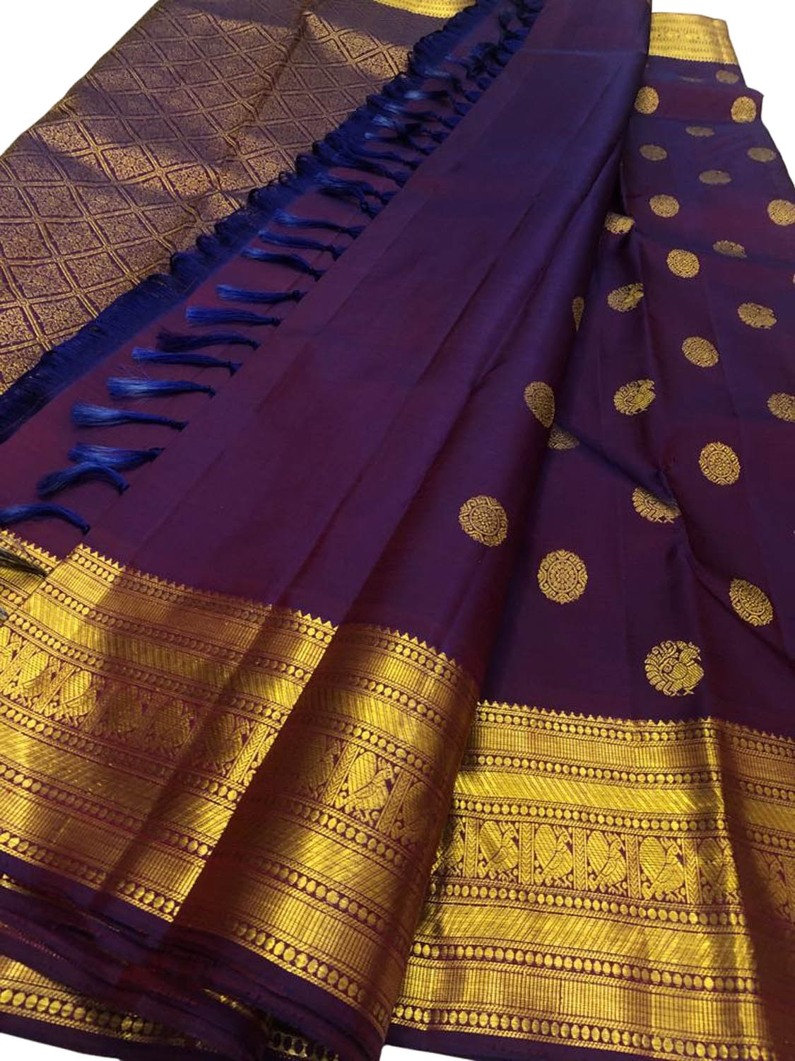 Purple Kanjeevaram Handloom Pure Silk Saree - Luxurion World