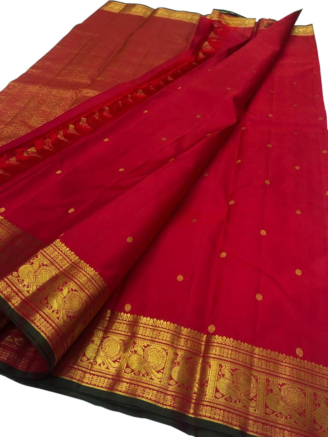 Red Kanjeevaram Handloom Pure Silk Saree - Luxurion World