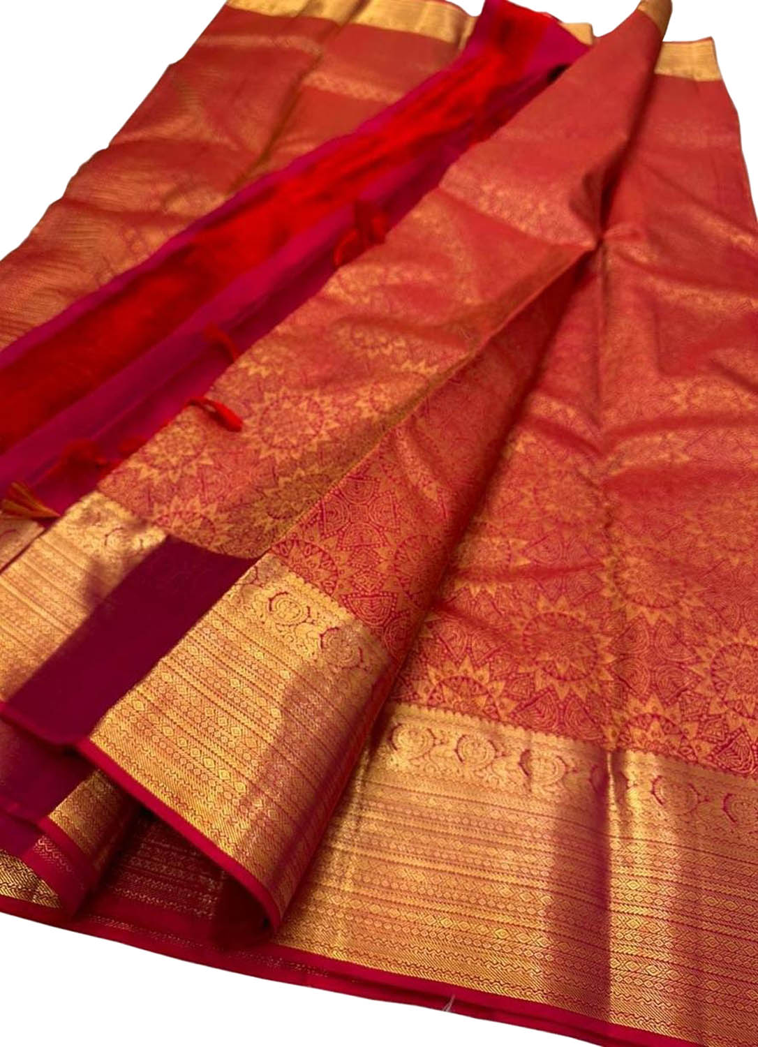 Red Kanjeevaram Handloom Pure Silk Saree - Luxurion World
