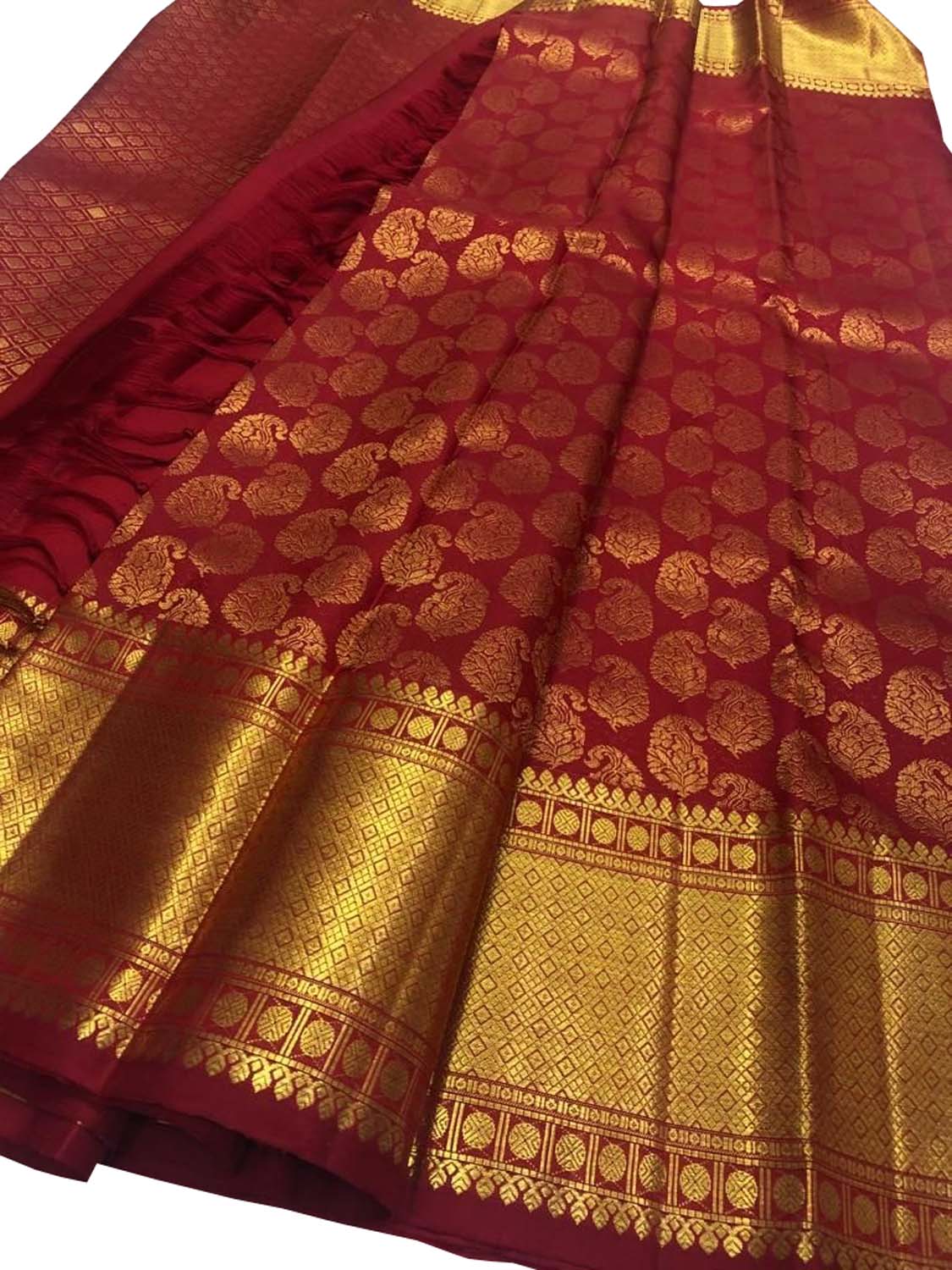 Red Kanjeevaram Handloom Pure Silk Saree - Luxurion World
