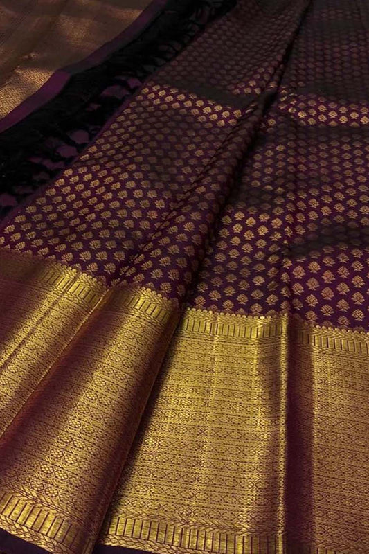 Purple Kanjeevaram Handloom Pure Silk Saree - Luxurion World