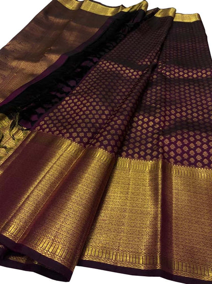 Purple Kanjeevaram Handloom Pure Silk Saree - Luxurion World