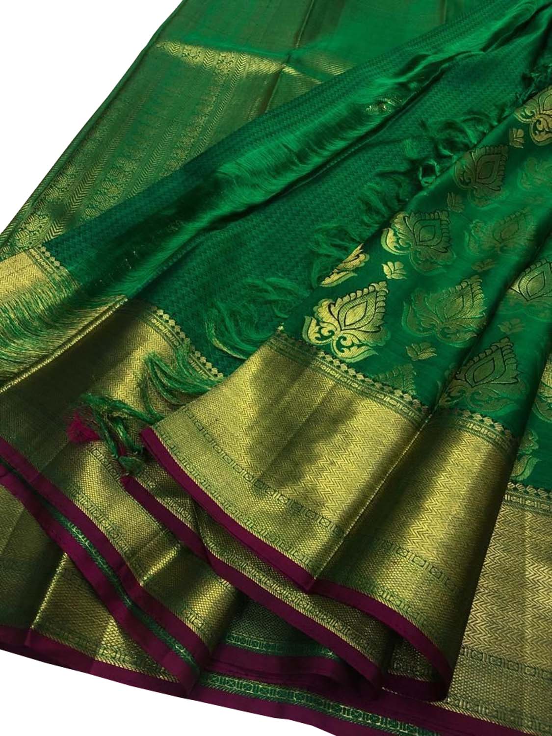 Green Kanjeevaram Handloom Pure Silk Saree - Luxurion World