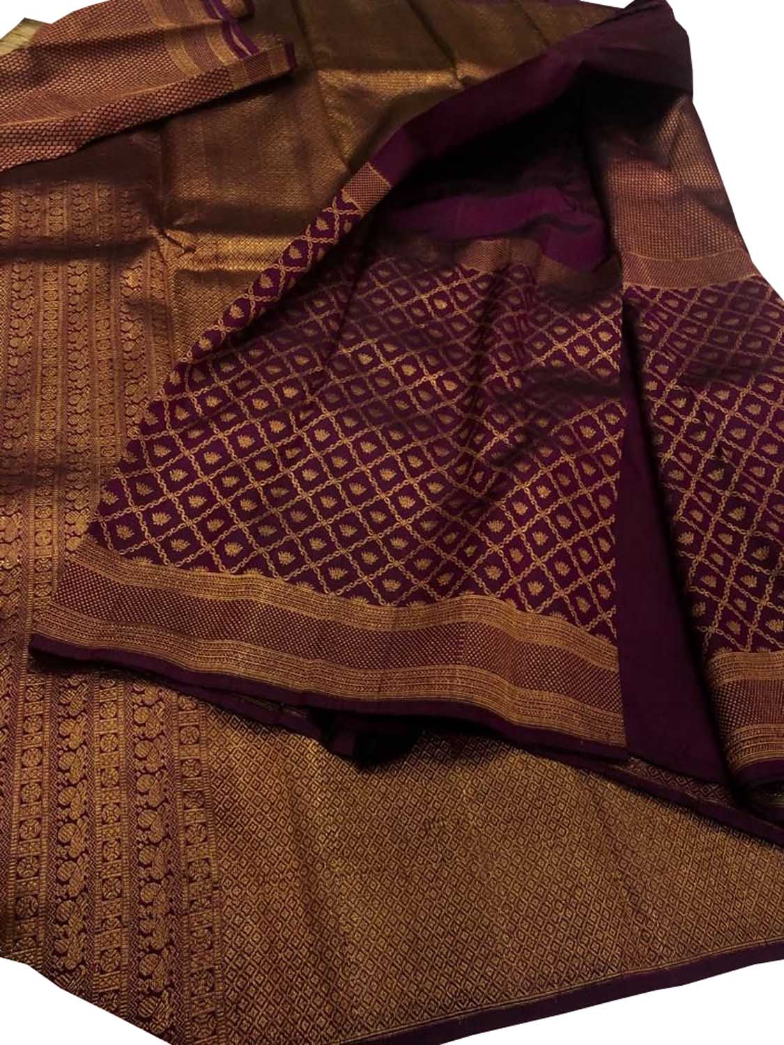 Purple Kanjeevaram Handloom Pure Silk Saree - Luxurion World