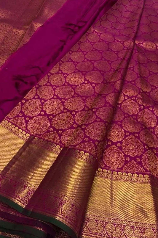 Purple Kanjeevaram Handloom Pure Silk Saree - Luxurion World