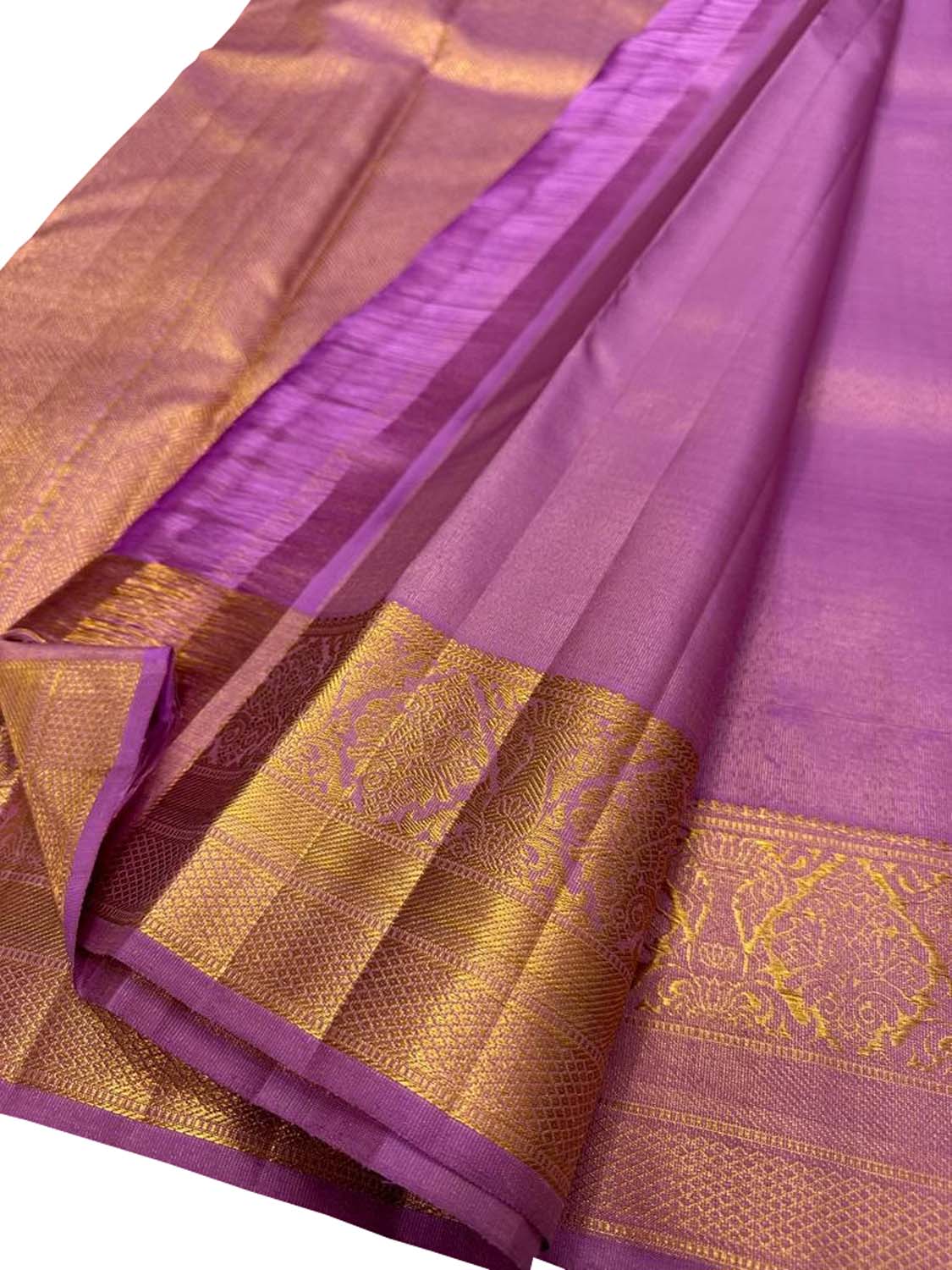 Lavender Kanjeevaram Handloom Pure Silk Saree