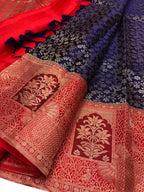 Blue Kanjeevaram Handloom Pure Silk Saree - Luxurion World