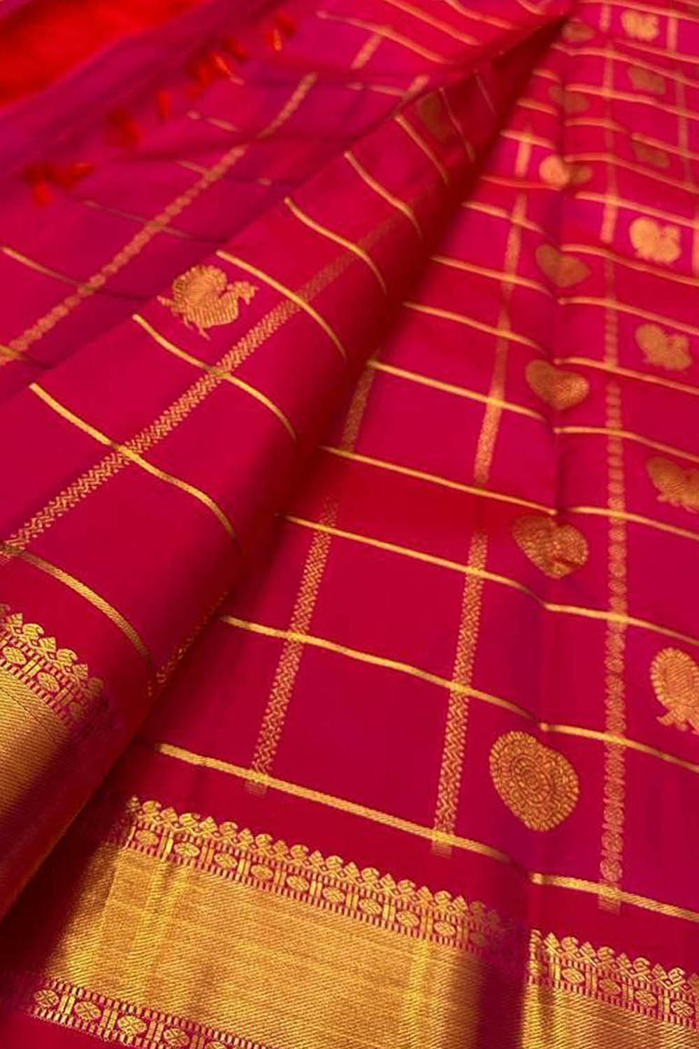 Pink Kanjeevaram Handloom Pure Silk Saree - Luxurion World