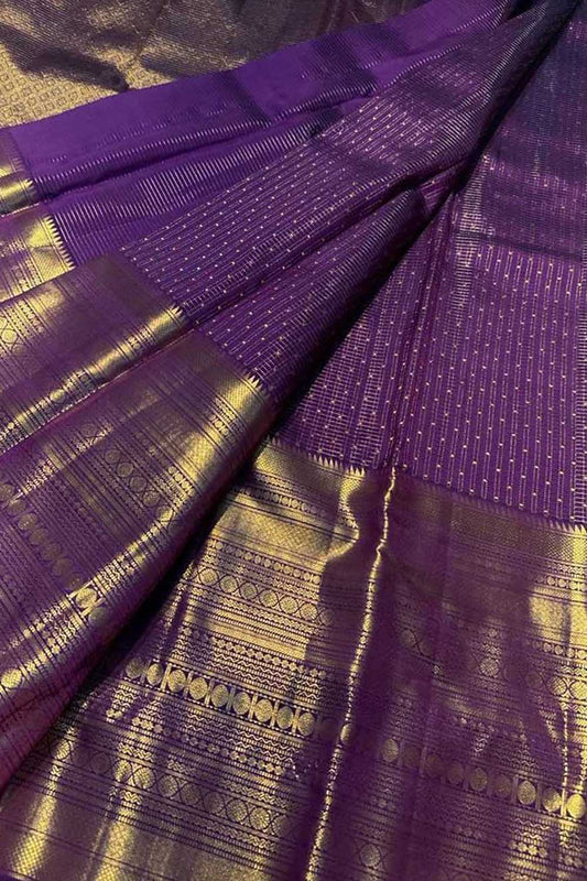 Purple Kanjeevaram Handloom Pure Silk Saree - Luxurion World