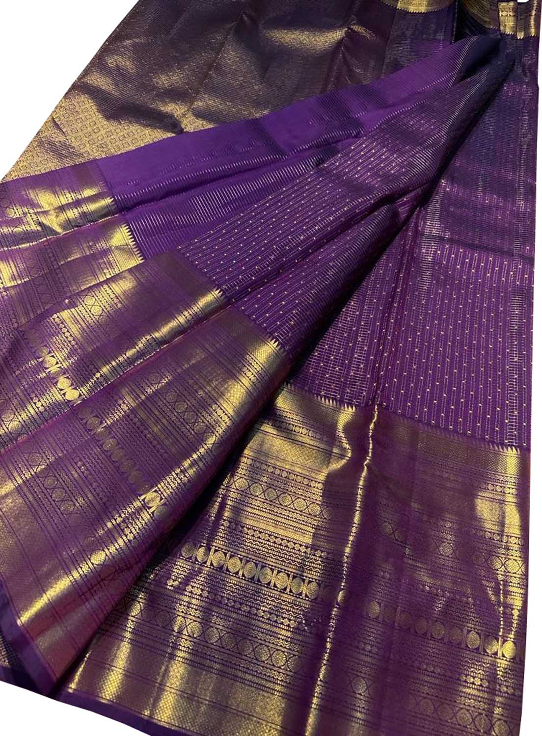 Purple Kanjeevaram Handloom Pure Silk Saree - Luxurion World
