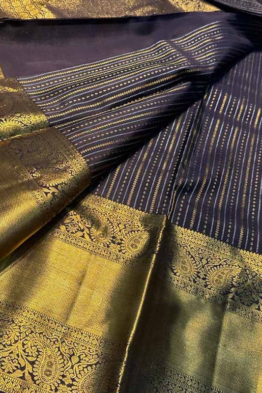 Brown Kanjeevaram Handloom Pure Silk Saree - Luxurion World