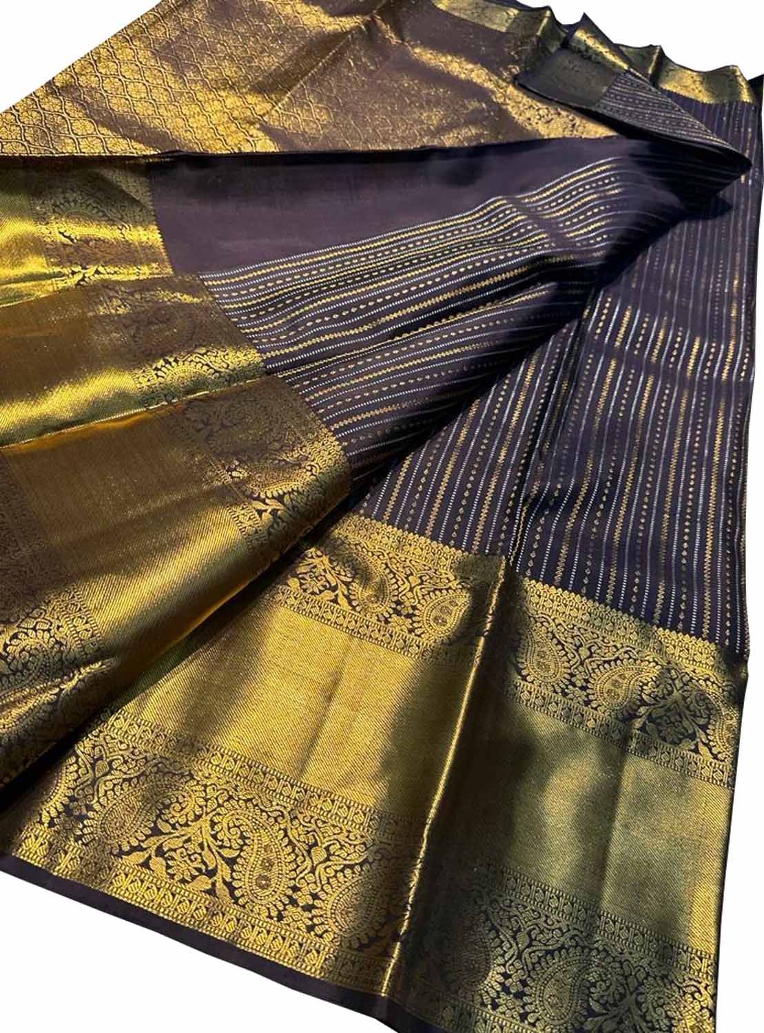 Brown Kanjeevaram Handloom Pure Silk Saree - Luxurion World