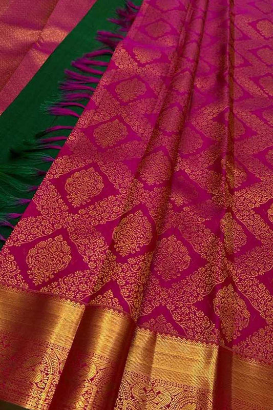Pink Kanjeevaram Handloom Pure Silk Saree - Luxurion World