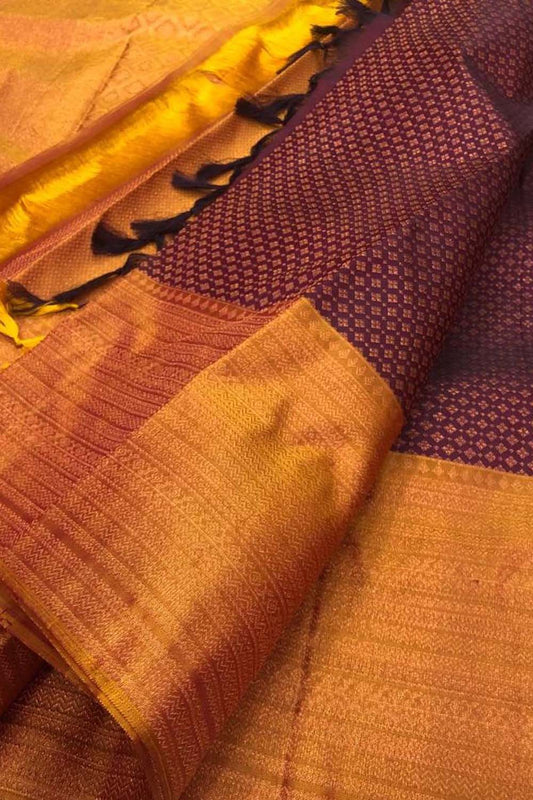 Maroon Kanjeevaram Handloom Pure Silk Saree - Luxurion World