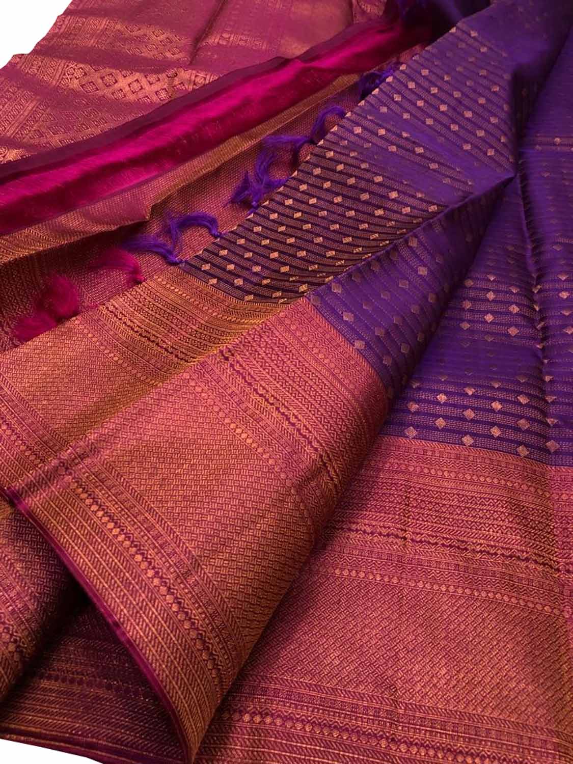 Purple Kanjeevaram Handloom Pure Silk Saree - Luxurion World