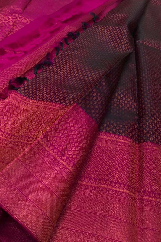 Purple Kanjeevaram Handloom Pure Silk Saree - Luxurion World