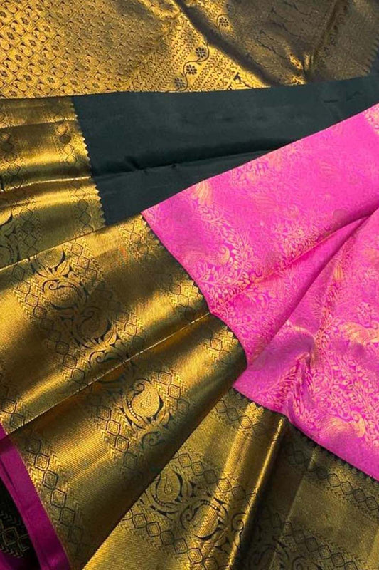 Pink Kanjeevaram Handloom Pure Silk Saree - Luxurion World